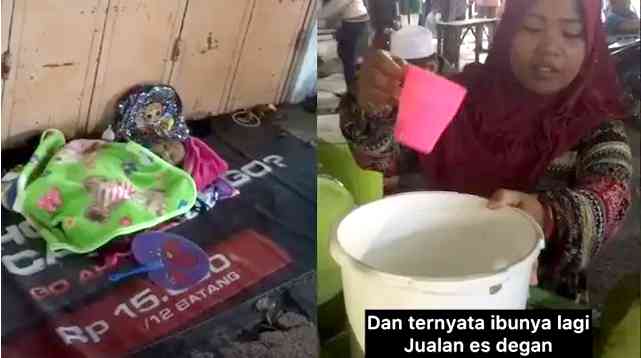 Bayi Tidur Sendirian di Trotoar